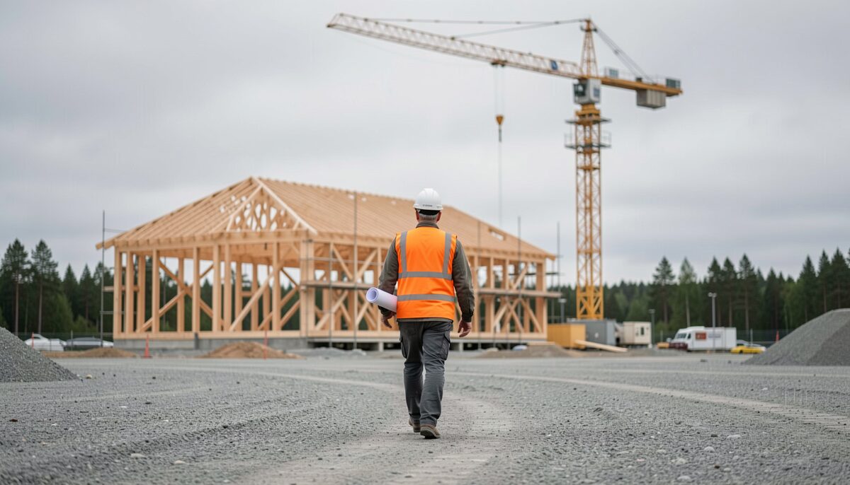 Ugeplanen hænger i skurvognen, og dens ejermand er byggelederen.