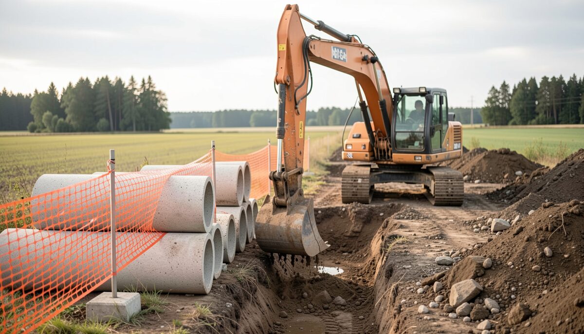 Graven til afløbet åbnes, før fundamentet får lov.